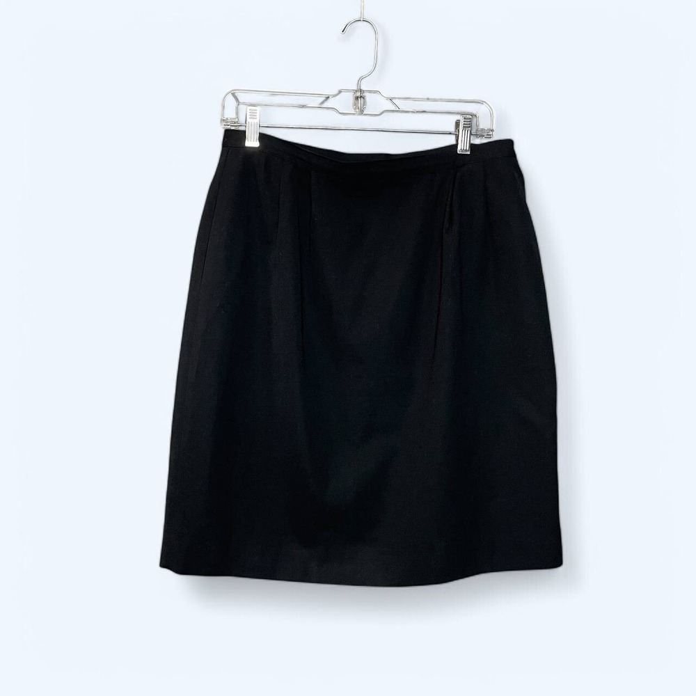 Vintage Jones New York Black 100% Wool Knee‎ Length Pencil Skirt 14
